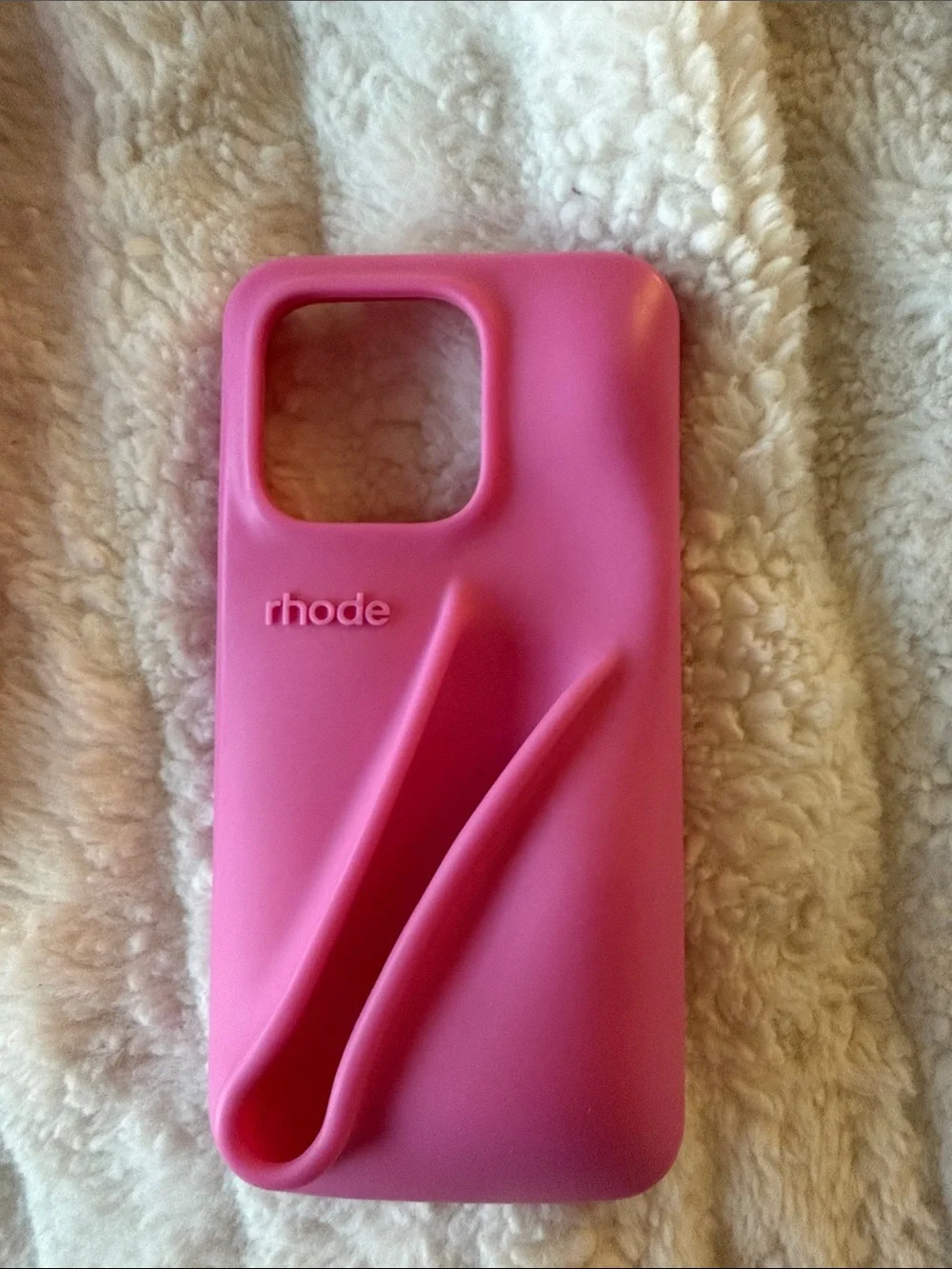RHODE Pink Silicone Lip iPhone Case with Grip Strap